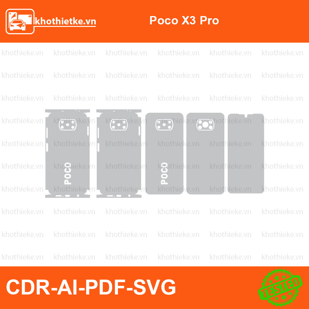 Poco X3 Pro File thiết kế Skin, Template Vector chuẩn cắt decal | KhoThiếtKế.vn