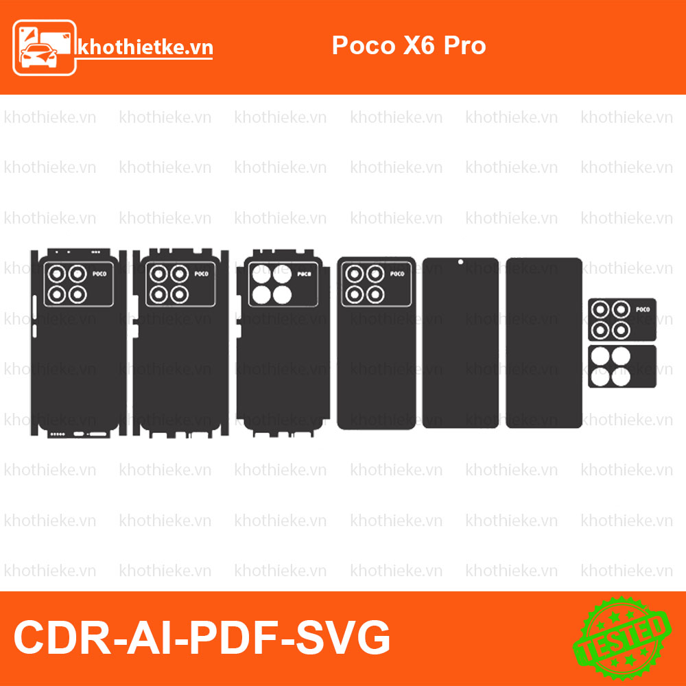 Poco X6 Pro File thiết kế Skin, Template Vector chuẩn cắt decal | KhoThiếtKế.vn