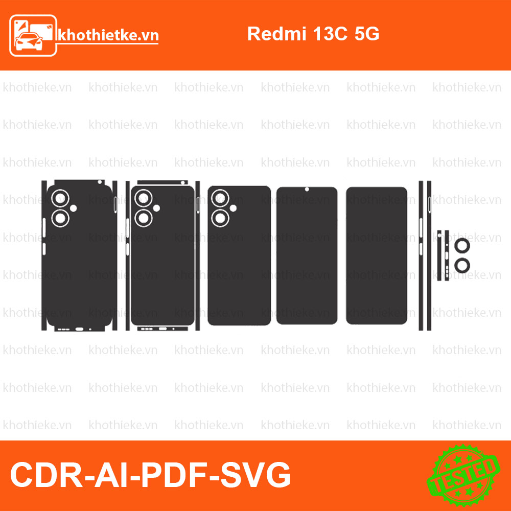 Redmi 13C 5G File thiết kế Skin, Template Vector chuẩn cắt decal | KhoThiếtKế.vn