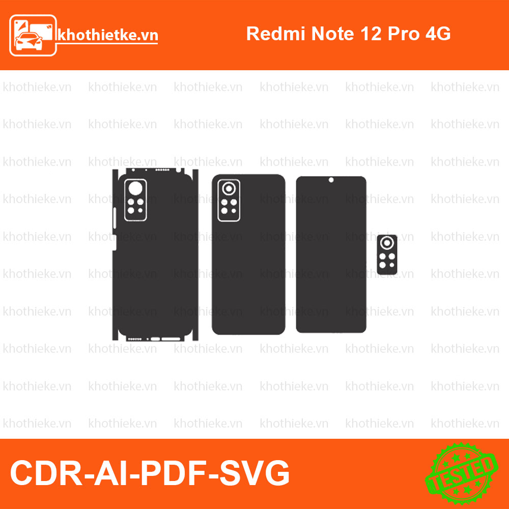 Redmi Note 12 Pro 4G File thiết kế Skin, Template Vector chuẩn cắt decal | KhoThiếtKế.vn