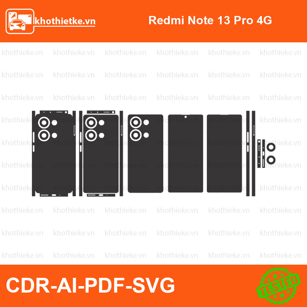 Redmi Note 13 Pro 4G File thiết kế Skin, Template Vector chuẩn cắt decal | KhoThiếtKế.vn
