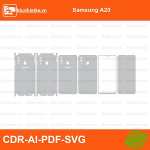 Samsung A20 File thiết kế Skin, Template Vector chuẩn cắt decal | KhoThiếtKế.vn