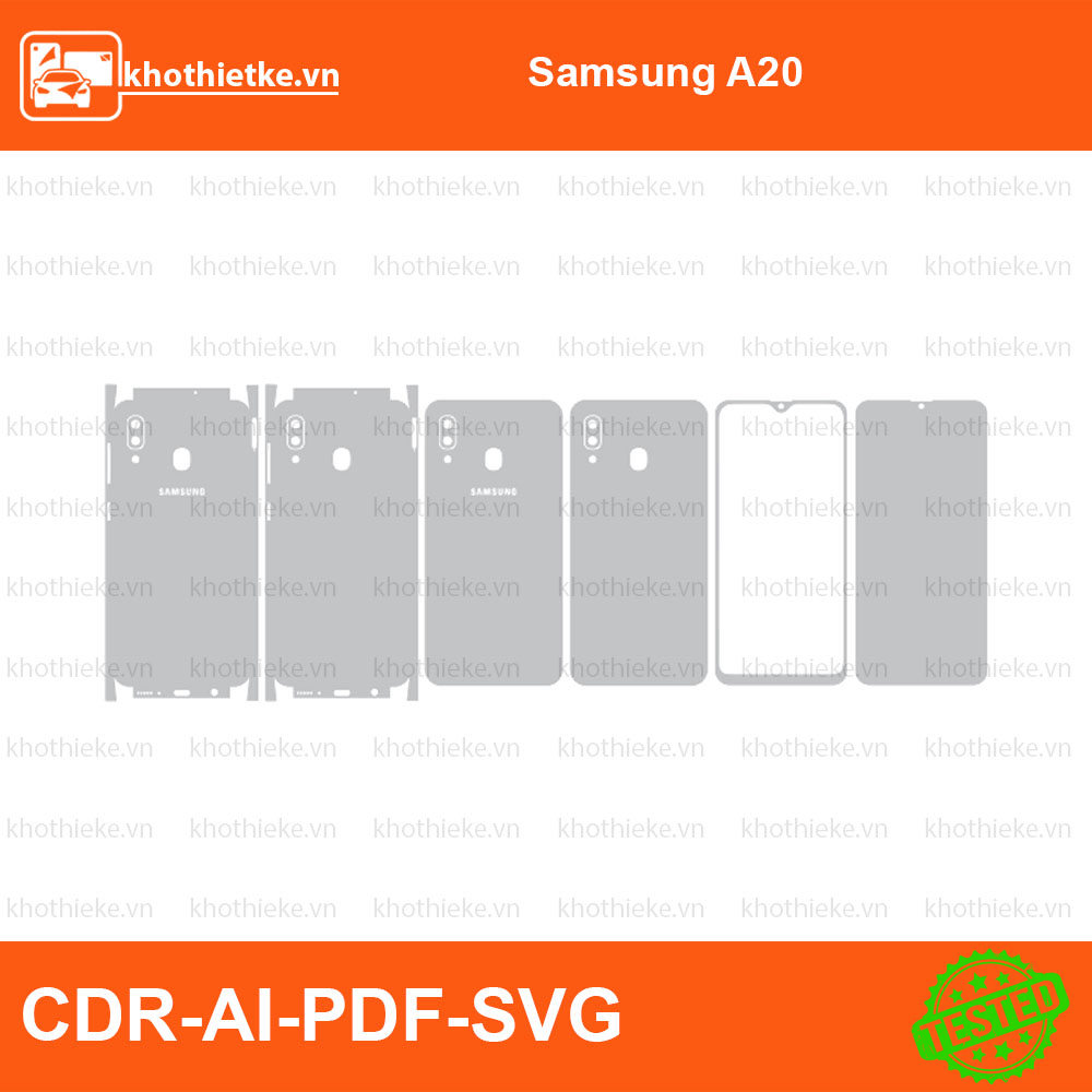 Samsung A20 File thiết kế Skin, Template Vector chuẩn cắt decal | KhoThiếtKế.vn