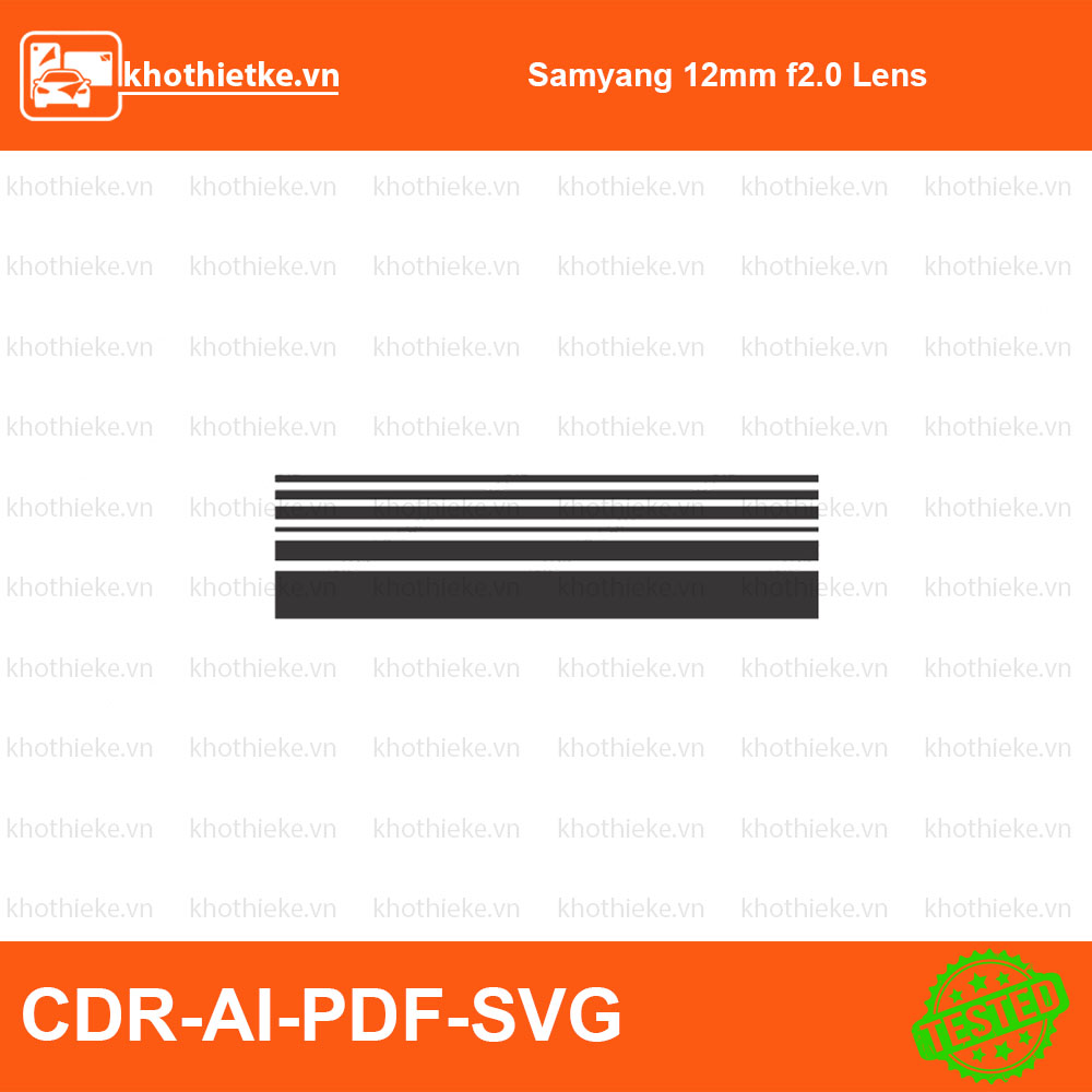 Samyang 12mm f2.0 Lens File thiết kế Skin máy ảnh & Lens, Template Vector chuẩn cắt decal | KhoThiếtKế.vn
