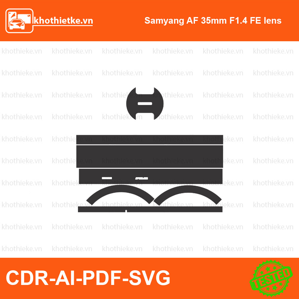 Samyang AF 35mm F1.4 FE lens File thiết kế Skin máy ảnh & Lens, Template Vector chuẩn cắt decal | KhoThiếtKế.vn