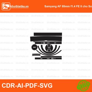 Samyang AF 85mm f1.4 FE II cho Sony E File thiết kế Skin máy ảnh & Lens, Template Vector chuẩn cắt decal | KhoThiếtKế.vn