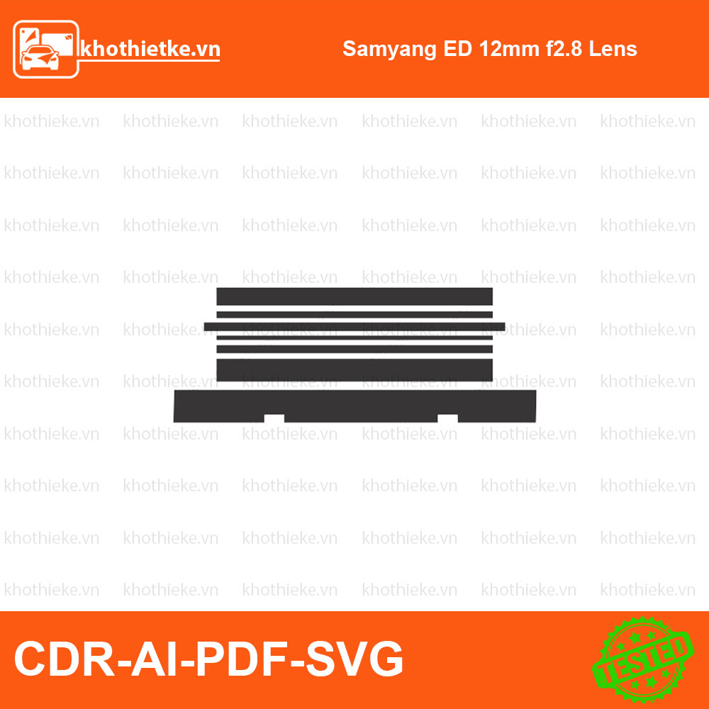 Samyang ED 12mm f2.8 Lens File thiết kế Skin máy ảnh & Lens, Template Vector chuẩn cắt decal | KhoThiếtKế.vn