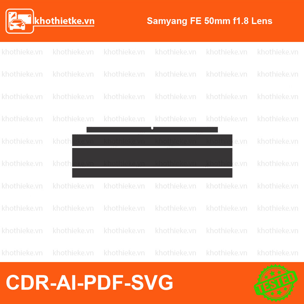 Samyang FE 50mm f1.8 Lens File thiết kế Skin máy ảnh & Lens, Template Vector chuẩn cắt decal | KhoThiếtKế.vn