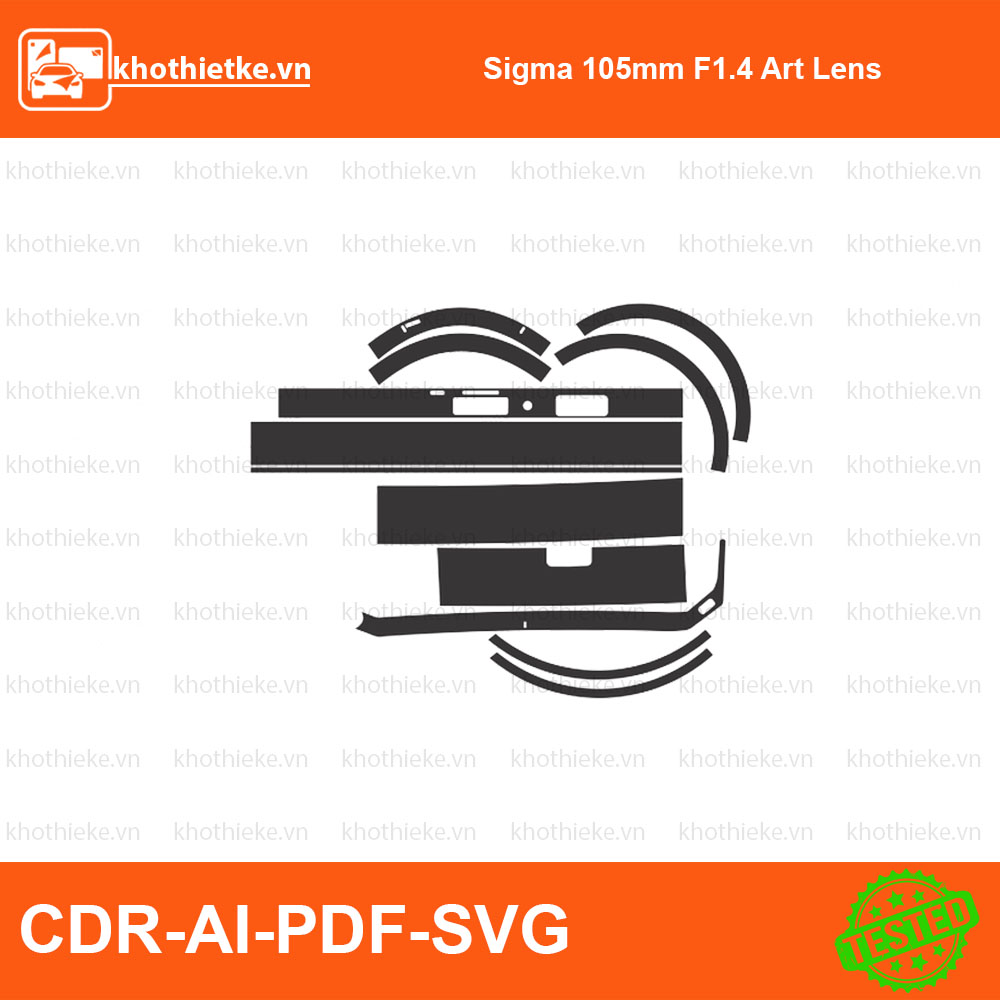 Sigma 105mm F1.4 Art Lens File thiết kế Skin máy ảnh & Lens, Template Vector chuẩn cắt decal | KhoThiếtKế.vn