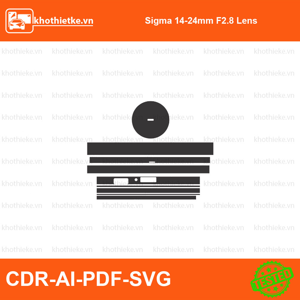 Sigma 14-24mm F2.8 Lens File thiết kế Skin máy ảnh & Lens, Template Vector chuẩn cắt decal | KhoThiếtKế.vn