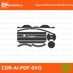 Sigma 16-28mm f2.8 DG DN for Sony E File thiết kế Skin máy ảnh & Lens, Template Vector chuẩn cắt decal | KhoThiếtKế.vn