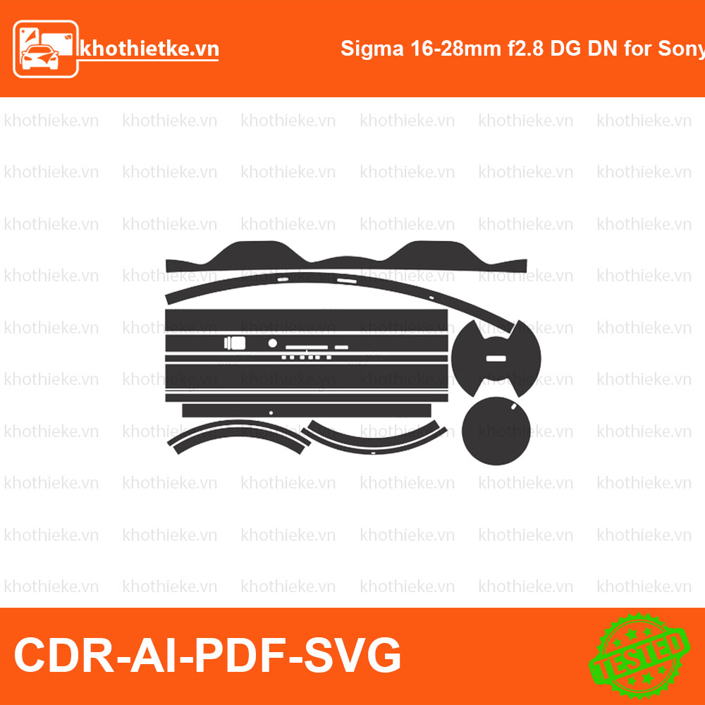 Sigma 16-28mm f2.8 DG DN for Sony E File thiết kế Skin máy ảnh & Lens, Template Vector chuẩn cắt decal | KhoThiếtKế.vn