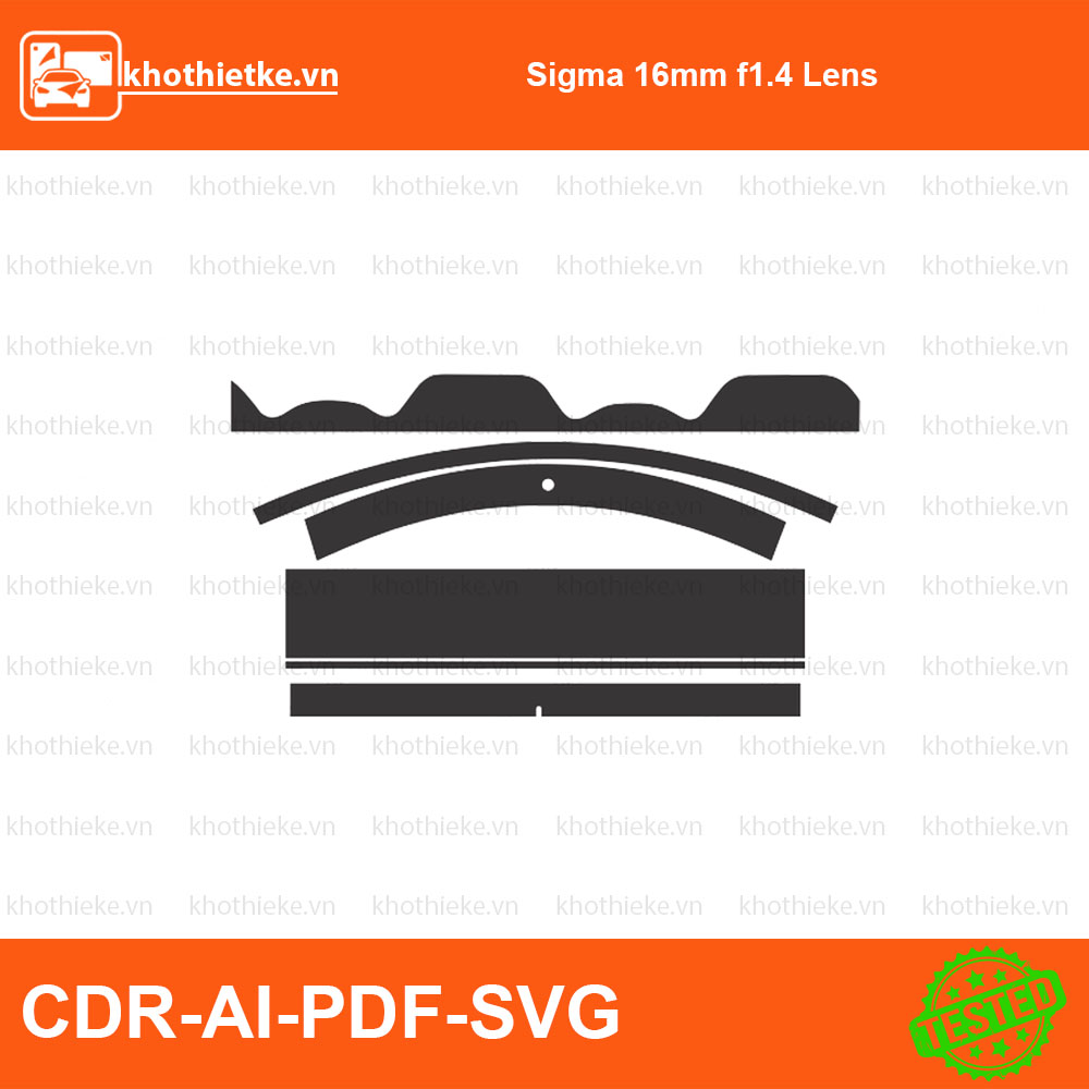 Sigma 16mm f1.4 Lens File thiết kế Skin máy ảnh & Lens, Template Vector chuẩn cắt decal | KhoThiếtKế.vn
