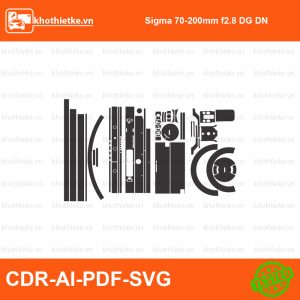 Sigma 70-200mm F2.8 HSM II Macro lens File thiết kế Skin máy ảnh & Lens, Template Vector chuẩn cắt decal | KhoThiếtKế.vn