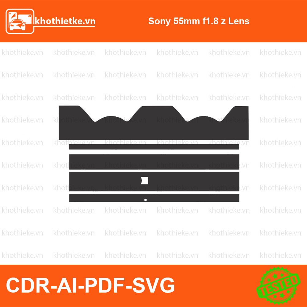 Sony 55mm f1.8 z Lens File thiết kế Skin máy ảnh & Lens, Template Vector chuẩn cắt decal | KhoThiếtKế.vn