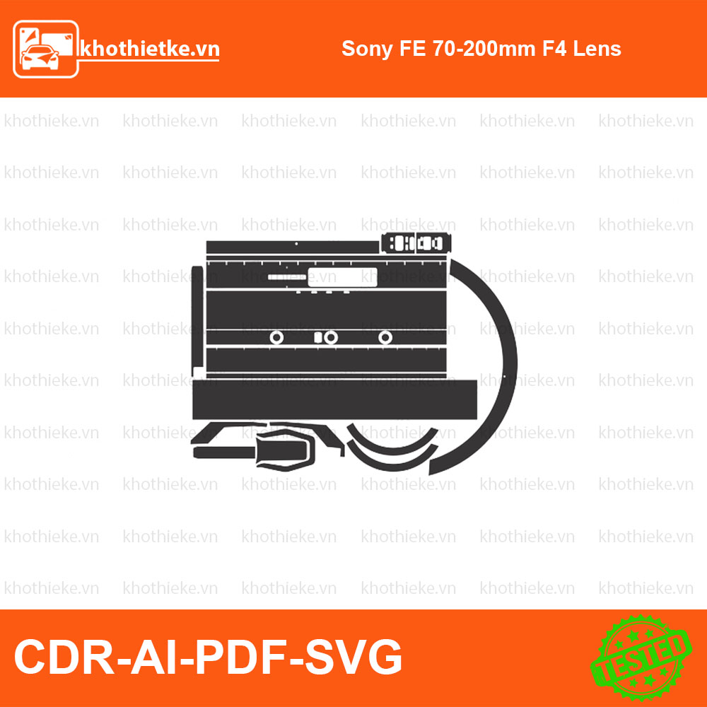 Sony FE 70-200mm F4 Lens File thiết kế Skin máy ảnh & Lens, Template Vector chuẩn cắt decal | KhoThiếtKế.vn