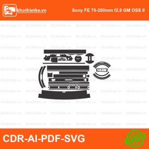 Sony FE 70-200mm f2.8 GM OSS II File thiết kế Skin máy ảnh & Lens, Template Vector chuẩn cắt decal | KhoThiếtKế.vn