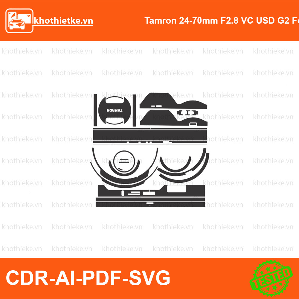 Tamron 24-70mm f2.8 G2 Lens File thiết kế Skin máy ảnh & Lens, Template Vector chuẩn cắt decal | KhoThiếtKế.vn