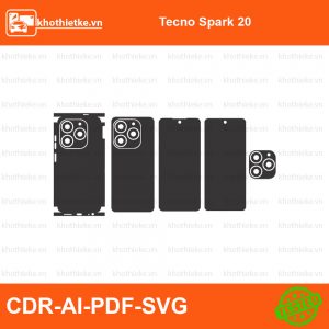 Tecno Spark 20 File thiết kế Skin, Template Vector chuẩn cắt decal | KhoThiếtKế.vn