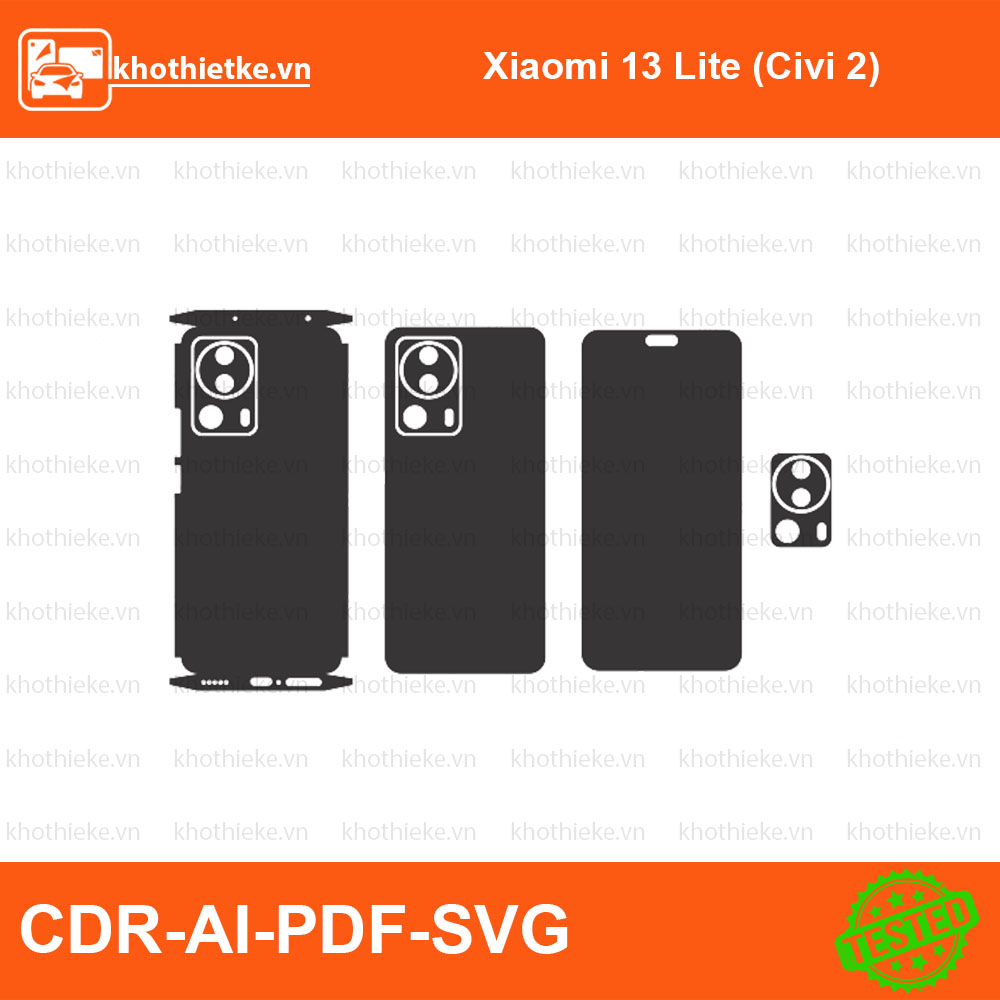 Xiaomi 13 Lite (Civi 2) File thiết kế Skin, Template Vector chuẩn cắt decal | KhoThiếtKế.vn