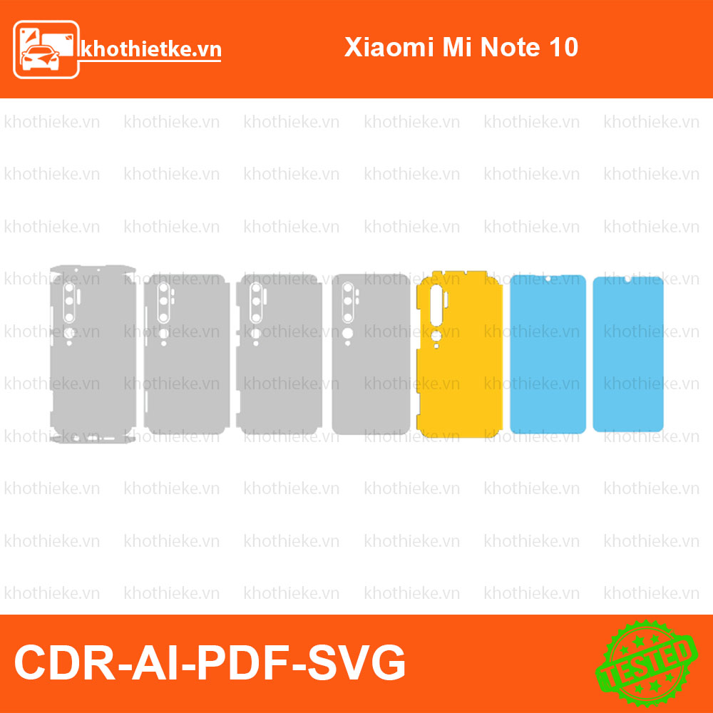 Xiaomi Mi Note 10 File thiết kế Skin, Template Vector chuẩn cắt decal | KhoThiếtKế.vn