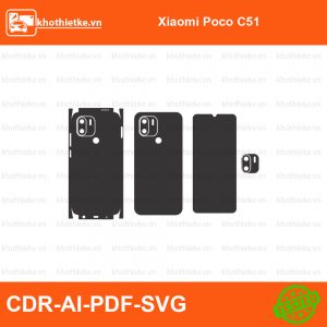 Xiaomi Poco C51 File thiết kế Skin, Template Vector chuẩn cắt decal | KhoThiếtKế.vn