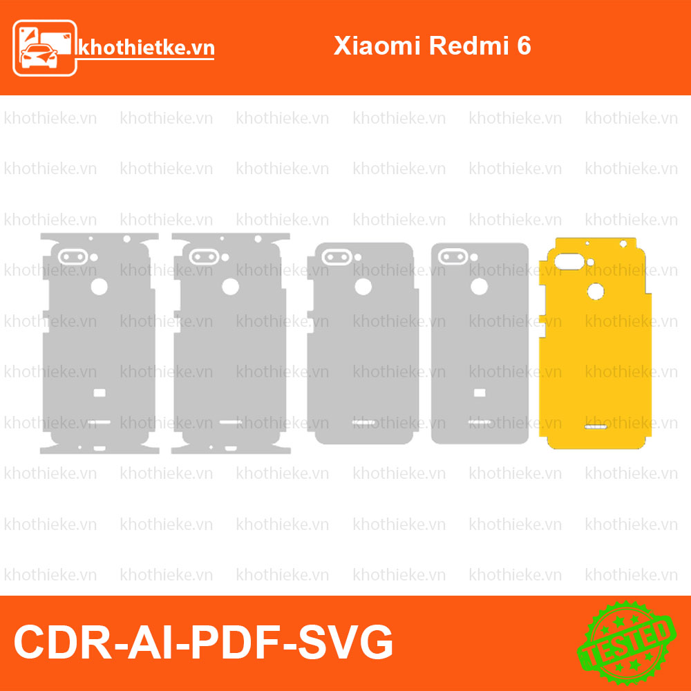 Xiaomi Redmi 6 File thiết kế Skin, Template Vector chuẩn cắt decal | KhoThiếtKế.vn