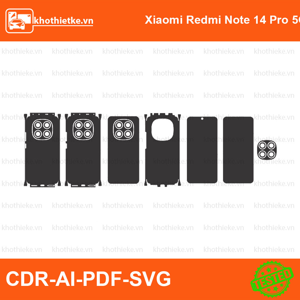 Xiaomi Redmi Note 14 Pro 5G File thiết kế Skin, Template Vector chuẩn cắt decal | KhoThiếtKế.vn