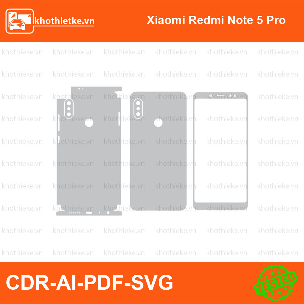 Xiaomi Redmi Note 5 Pro File thiết kế Skin, Template Vector chuẩn cắt decal | KhoThiếtKế.vn