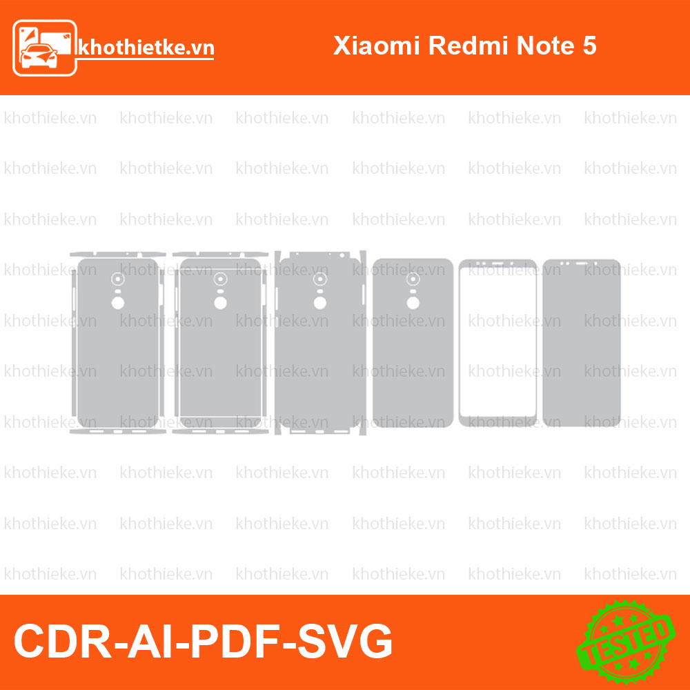Xiaomi Redmi Note 5 File thiết kế Skin, Template Vector chuẩn cắt decal | KhoThiếtKế.vn