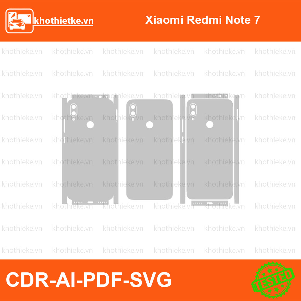 Xiaomi Redmi Note 7 File thiết kế Skin, Template Vector chuẩn cắt decal | KhoThiếtKế.vn