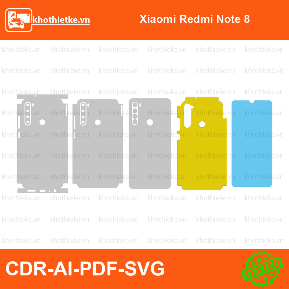 Xiaomi Redmi Note 8 File thiết kế Skin, Template Vector chuẩn cắt decal | KhoThiếtKế.vn