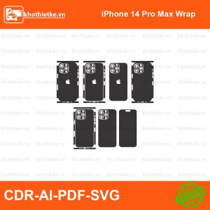 iPhone 14 Pro Max Wrap File thiết kế Skin, Template Vector chuẩn cắt decal | KhoThiếtKế.vn