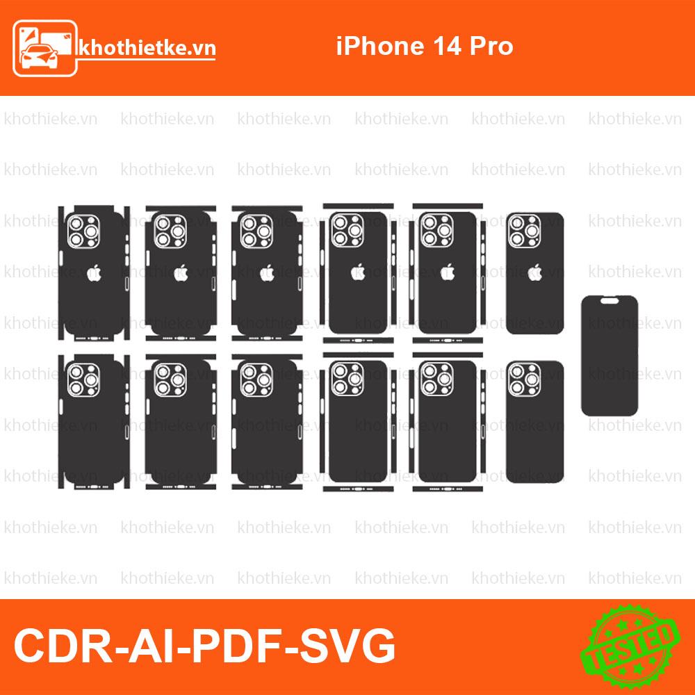 iPhone 14 Pro File thiết kế Skin, Template Vector chuẩn cắt decal | KhoThiếtKế.vn