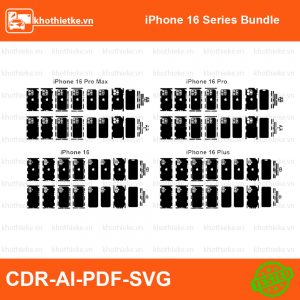 iPhone 16 Series Bundle File thiết kế Skin, Template Vector chuẩn cắt decal | KhoThiếtKế.vn